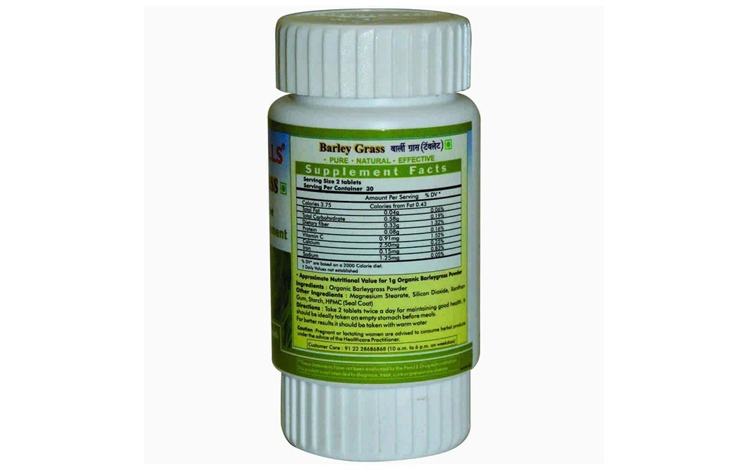 Herbal Hills Barley Grass Green Food Supplement   Bottle  60 pcs